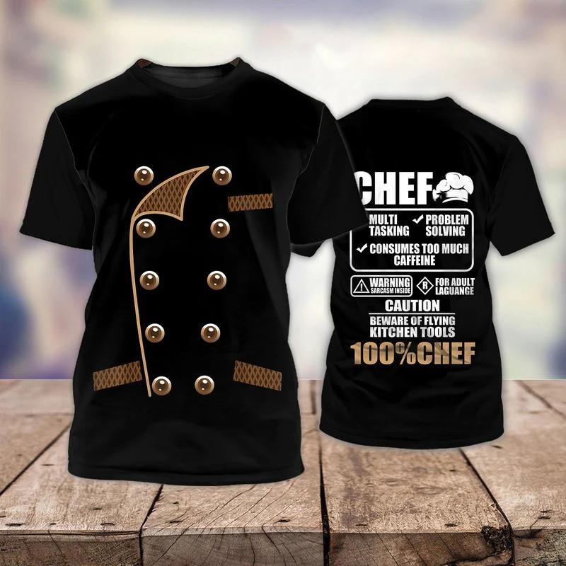 Men's Chef T-shirt Large Top Punk 3D Printed T-shirt