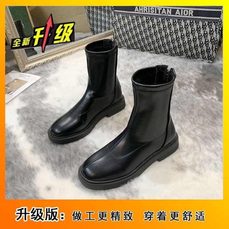 Rear Zipper Tide Ins Cool British Wind Motorcycle Boots Thick Heel Chelsea Boots Women's Martin Boots Thin Boots Women 2025