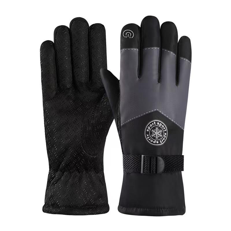 Popular Unisex Warm Waterproof Touchscreen Leather Cycling Gloves - Plush, Thick, Windproof for Winter
