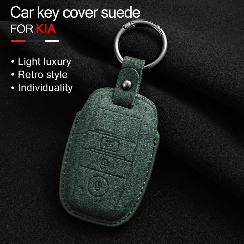 Suede Faux Leather Car Key Case Cover For Kia Key Fob Cover Protector Shell Fit For Kia Ceed Cerato Forte Niro Seltos Sorento