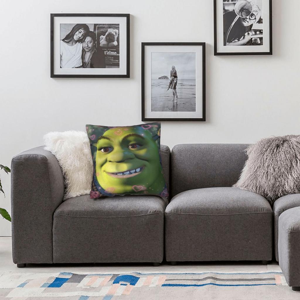 Pillow Case Shreks Pun Square  Pillow Cover For Sofa Home Decoration Retro Trendy Pillowcases