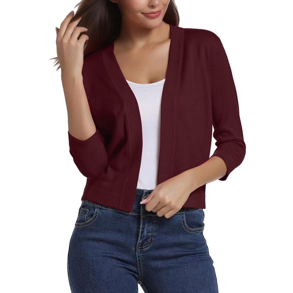 Women's Fashion Versatile Short Jacket Knitted Cardigan Colour Tops