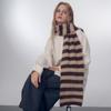 Original Niche Color Scheme Imitation Classic Striped Knitted Wool Muffler for Women Autumn Winter Soft Warm Scarf Female Shawl