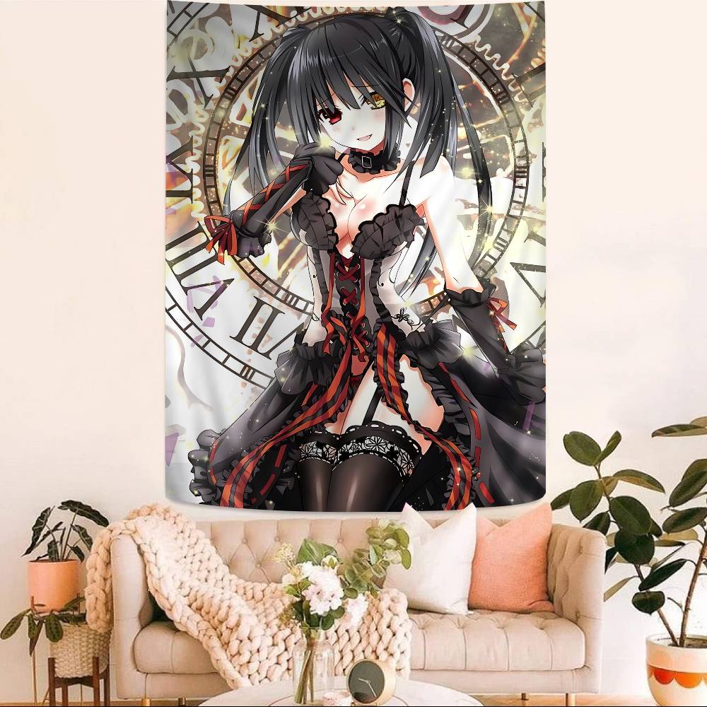 Cool And Cute T-Tokisaki Kurumi Anime Anime Tapestry Hanging Tarot Hippie Wall Rugs Dorm Home Decor