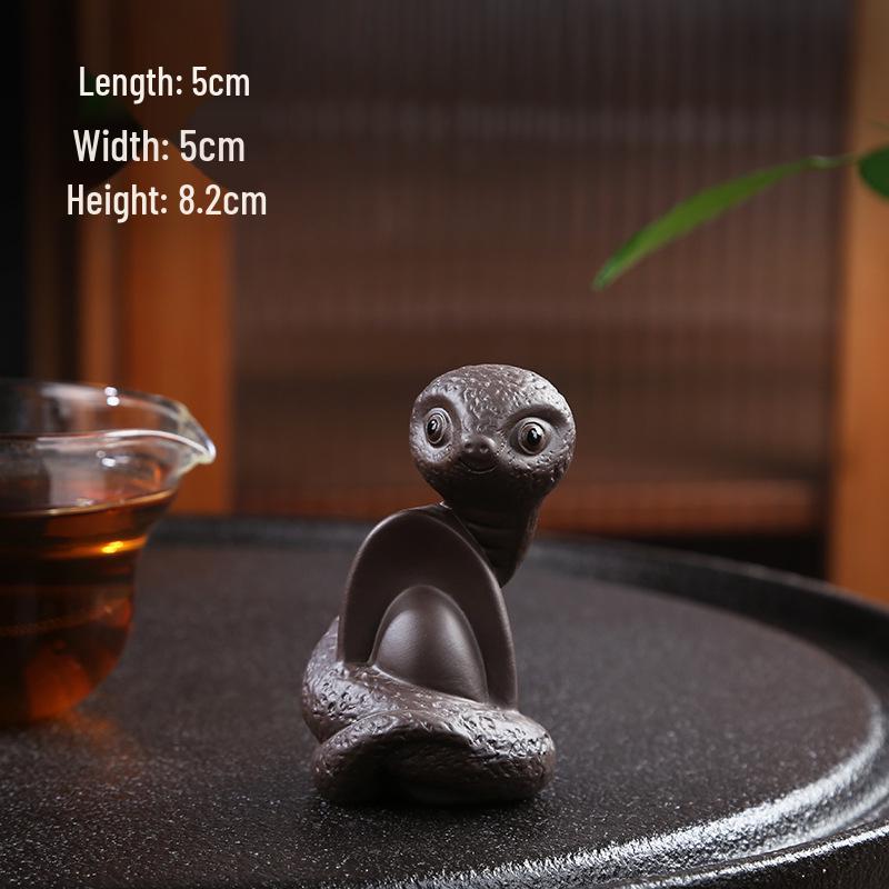 Zisha Tea Pet Spirit Snake Ingot – Kung Fu Tea Set Ornament & Table Decoration
