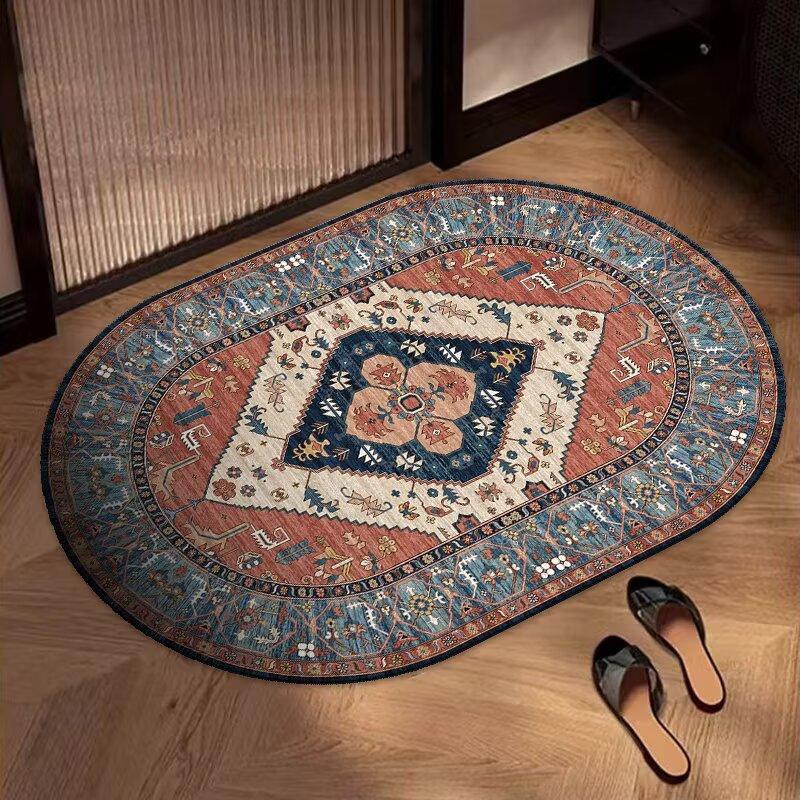Bohemian Oval Carpet Crystal Velvet Kitchen And Bathroom Entrance Mat Bedroom Floor Mat Home Decoration