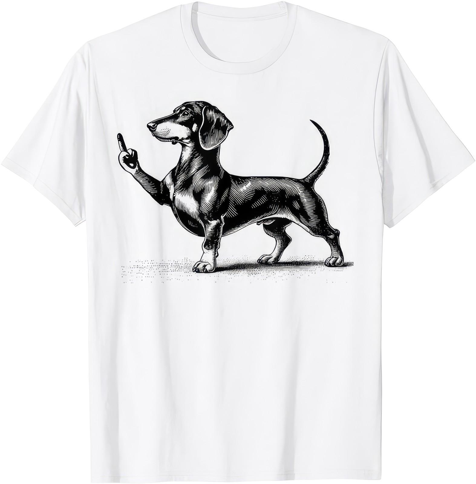Funny Dachshund Middle Finger Meme Dog Graphic T Shirt Sarcastic Gift XXXL