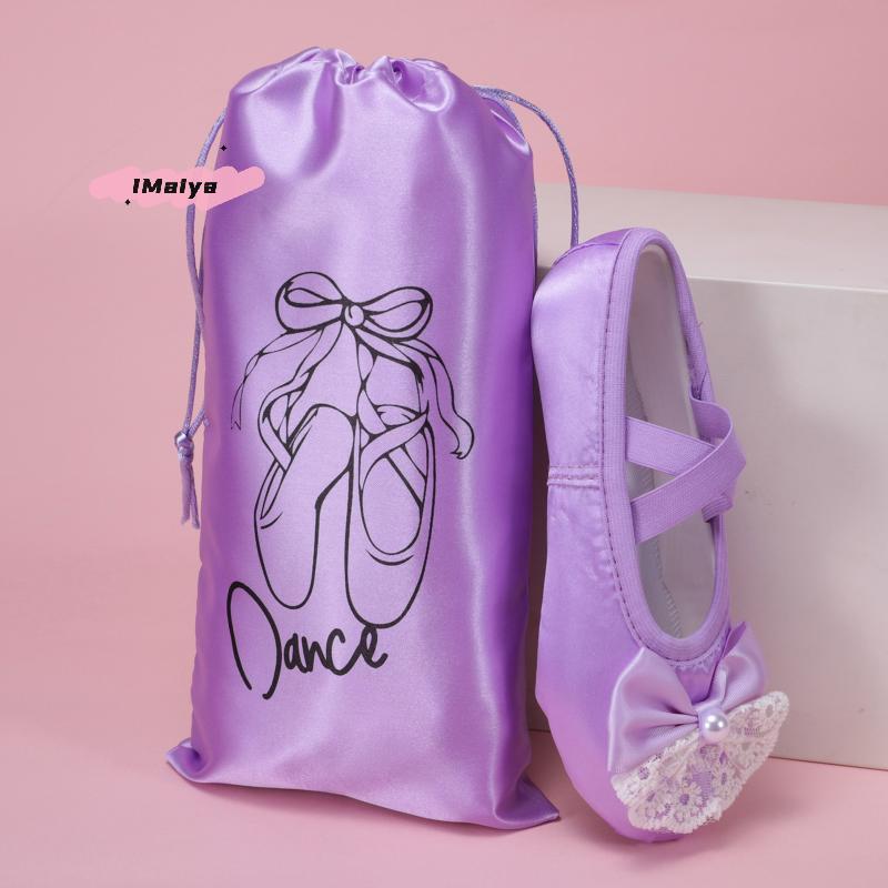 M-Dance Shoes Storage Bag Portable Dance Shoes Organizer Handbag Pouches Satin Dance Shoes Hanging Multifunctional Storage Bag