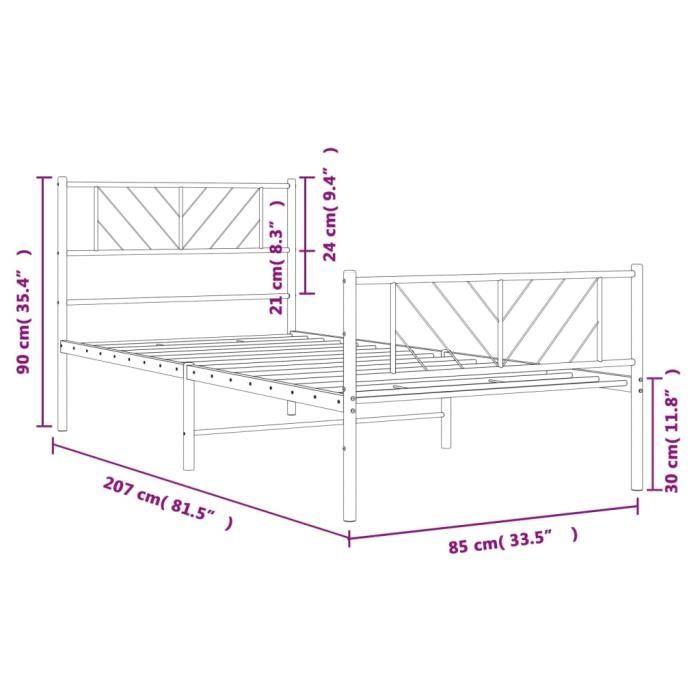 VidaXL Metal Bed Frame with Headboard-Footboard Black 80x200 Cm 372188