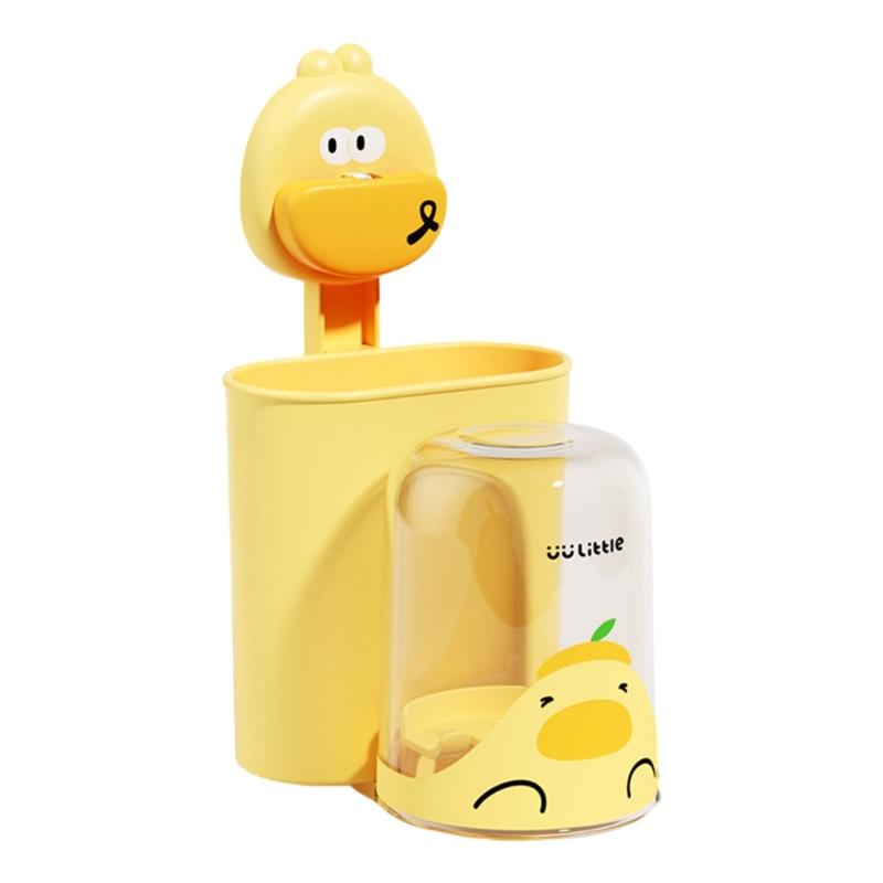 

Kids Bathroom Toothbrush Cup Holder with Suction Cup Storage Rack Wall Mount Not Drilling Required Toothbrush Stand