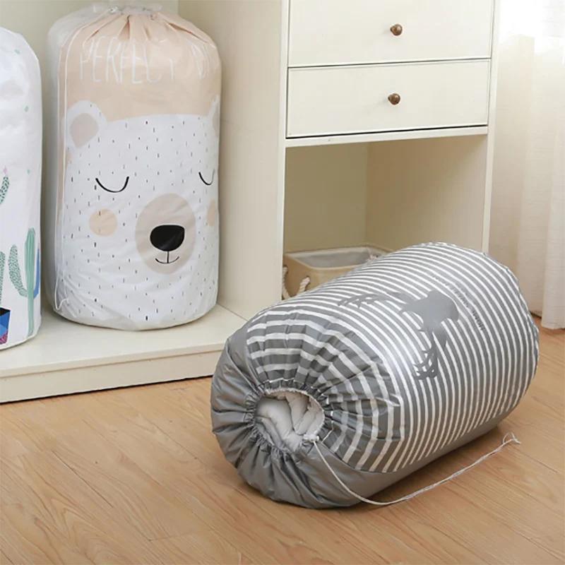 1PC Cartoon Bear Collapsible Storage Bag Beam Port Organizer Clothes Blanket Baby Toy Basket Container Quilt Travel Bags