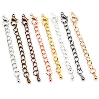 10 pièces 50mm/70mm Longueur Plus Longue 5x4mm Chaîne d'Extension Faite à la Main avec Fermoir Mousqueton et Gouttes Pour Bracelet Collier Chaîne de Queue