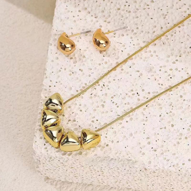Bow Love Doudou Necklace Earrings Set High-End Women'S Niche Clavicle Chain Personalized Items