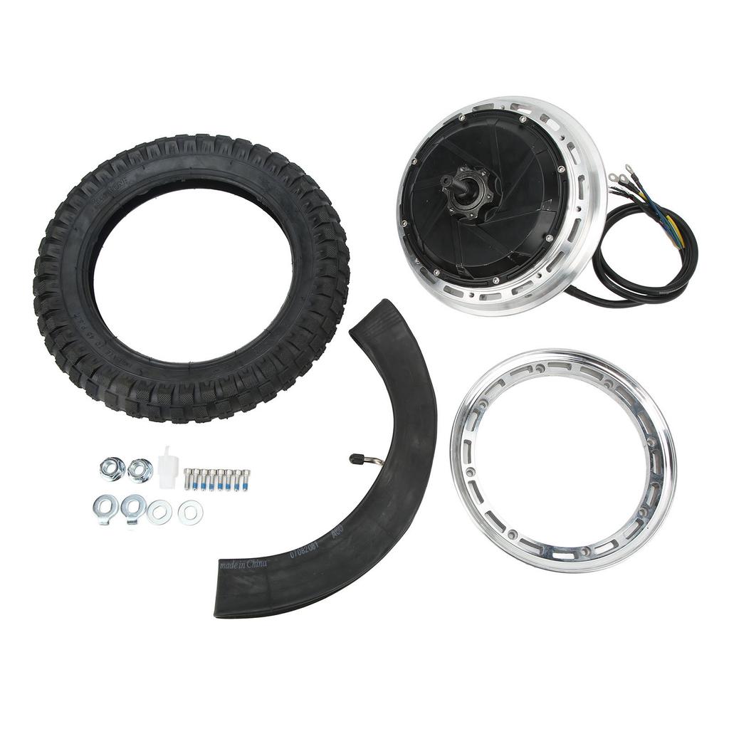 12in Wheel Hub Motor 48V‑96V 800W‑6500W 1250 Rpm Disc Brake Gear Conversion Motor with Inner Outer Tire for Motorcycle