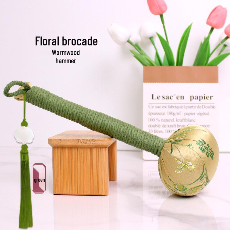 Year of the Horse Mugwort Meridian Massage Hammer - Solid Color Brocade Multifunctional Health Gift