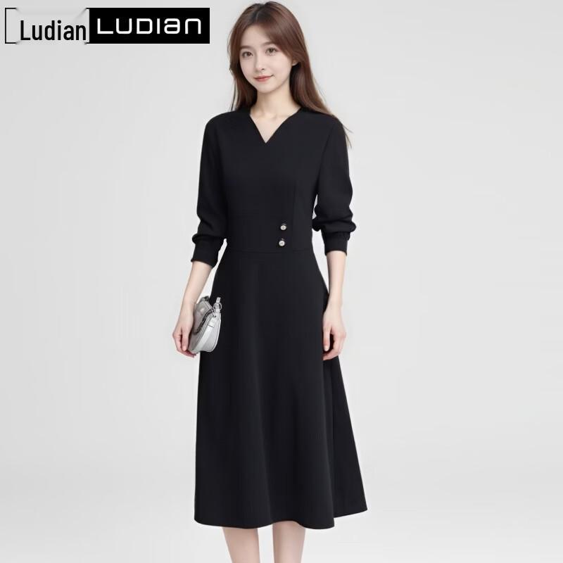 LUDIan Women s V-Neck Long-Sleeve Slim-Fit Dress XL