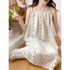 Sweet Cartoon Princess Style Nightgown for Women In Summer New Sexy Suspender Bubble Wrinkle Cloth Home Clothes