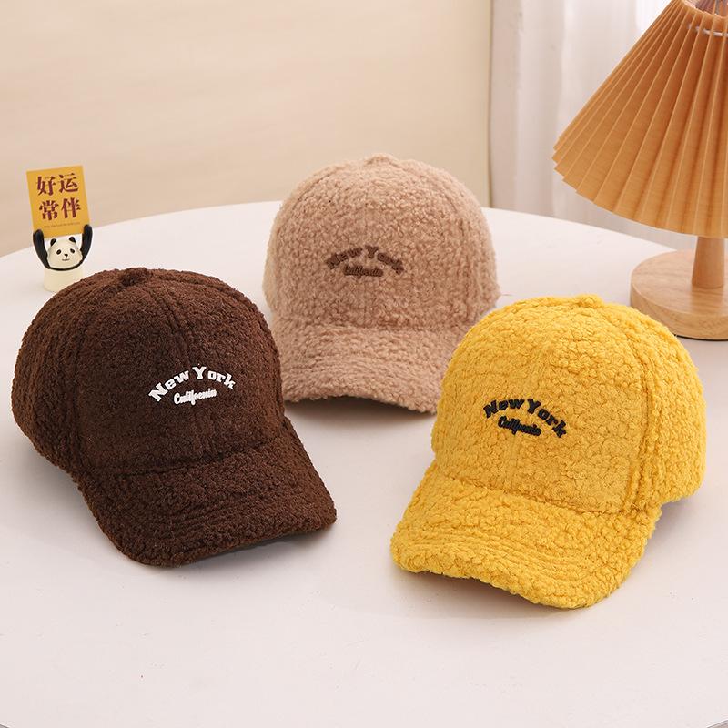Children's Hat Korean Style Boys and Girls Lamb Velvet Warm and Cold Proof Duck Cap Autumn and Winter Cute Baby Baseball Cap Trend
