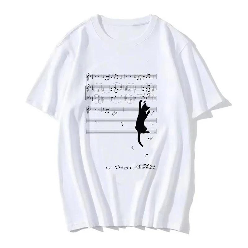 90s Women T Shirt Korean Version Cartoon Cat Group Printed T-Shirt Casual Short Sleeve Couples T-Shirt Funny Cat Streetwear