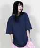 Deumakeu Oversized Plain Layered Short Sleeve Tee Deep Blue Ver2