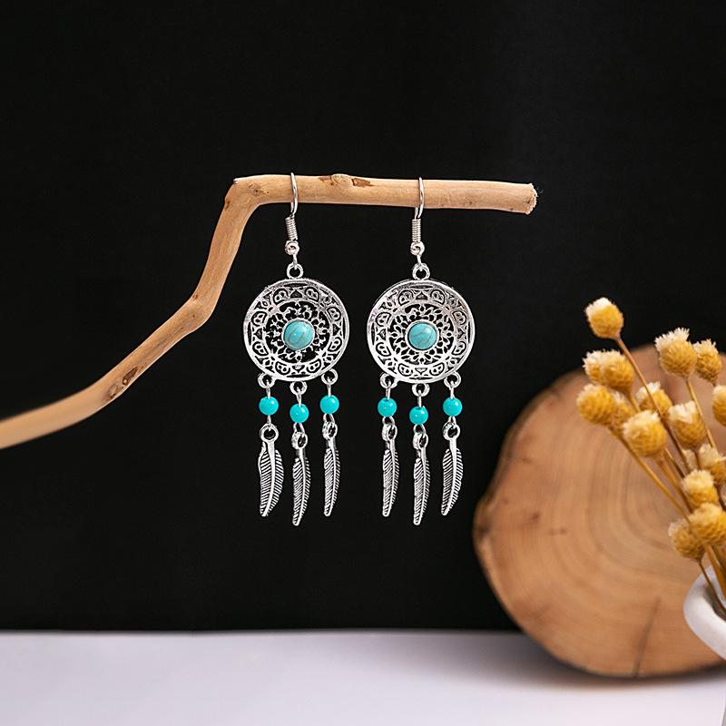 Europe, America, Bohemian Ethnic Style Stud Earrings, Long Fringed Metal Earrings, Fashion, Exotic Style Earrings Wholesale