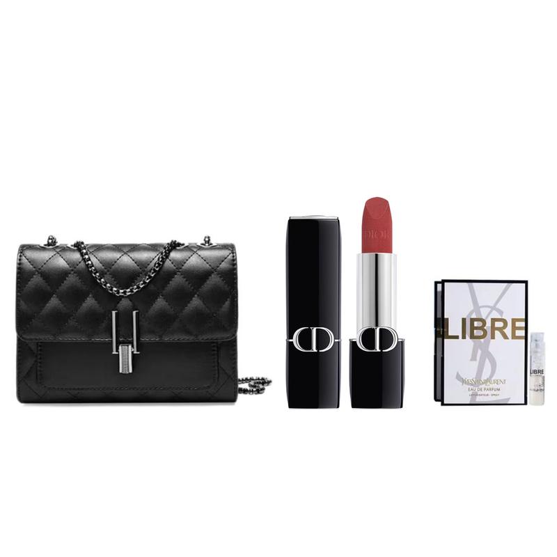 DIOR Perfume #720 3.5g velvet formal wear + Eau de Liberty fragrance trial pack 1.2ml + small fragrance black check bag чёрный