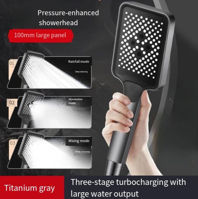 Big Panel High Pressure Shower Head Bathroom Showerhead 3 Modes Adjustable Water Sprayer Bathroom Accessories Household