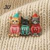 Cat Lover Accessory Christmas Three Brooch Pin, Men Women Rhinestone Kitten Decorative Pin Lapel Badge for Clothing Bags Scarves Sweaters Sweater