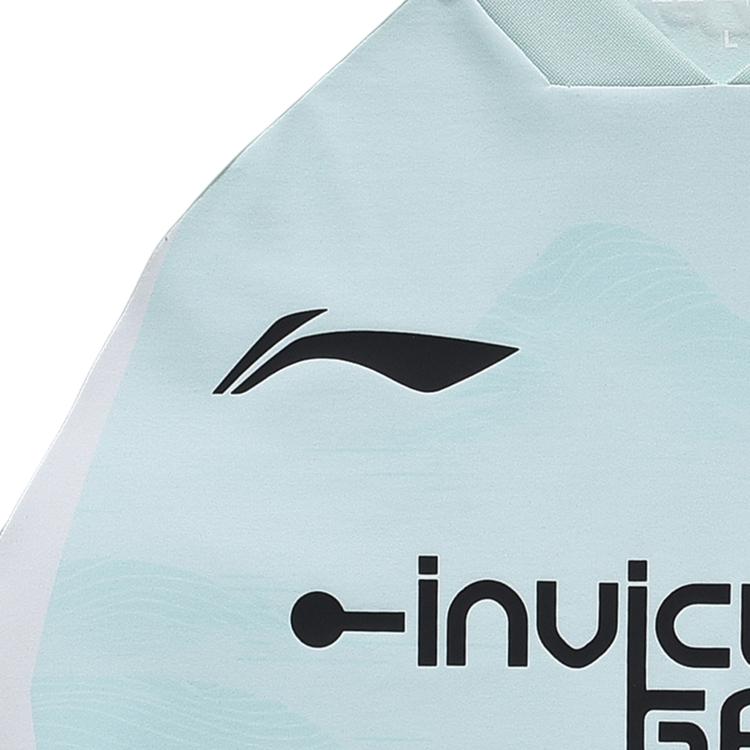 Li Ning Sports Lifestyle Series Logo Letter V-Neck Short Sleeve Raglan T-Shirt Unisex T-Shirt Soft-Water-Blue ATSU693-1