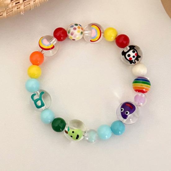 Bracelet Handmade Texture Matching Beads Heart Star Fruit Decor Kids Bracelet Contrasting Color Design Elastic Cord Wristband