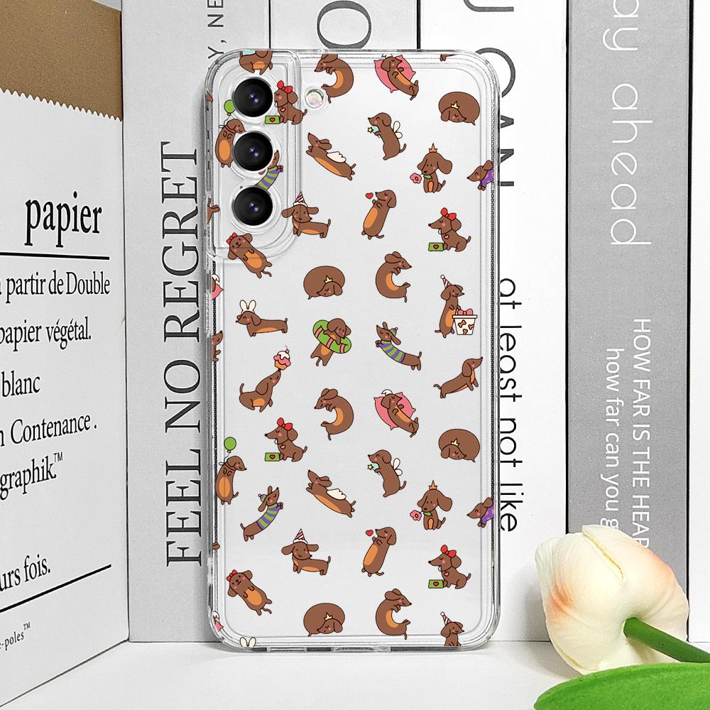 Cute Animal Cartoon Dachshund Dog Clear Phone Case for Xiaomi Redmi Note 14 Pro Plus 13 12 11 10 PRO 14C 13C 12 9T 5G Soft Cover