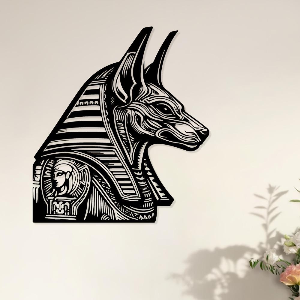 Anubis Metal Wall Art Mystical Mural Statue Weather Resistant Gift for Halloween Egyptian Festival Outdoor Garden Fence Indoor Living Room Decor