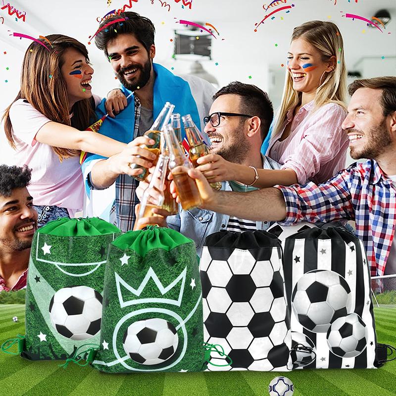 10Pcs Football Party Favors Drawstring Bags Soccer Ball Gift Goodie Bag Kids Sports Theme Birthday Party Decoration Supplies