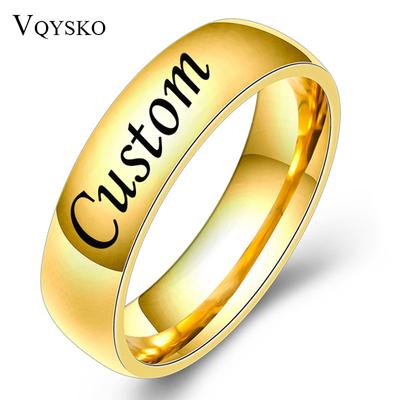 Fashion Jewelry High Polished Engrave Name Date Logo Ring Wholesale Stainless Steel Wedding Engagement Brand Rings For Men Women