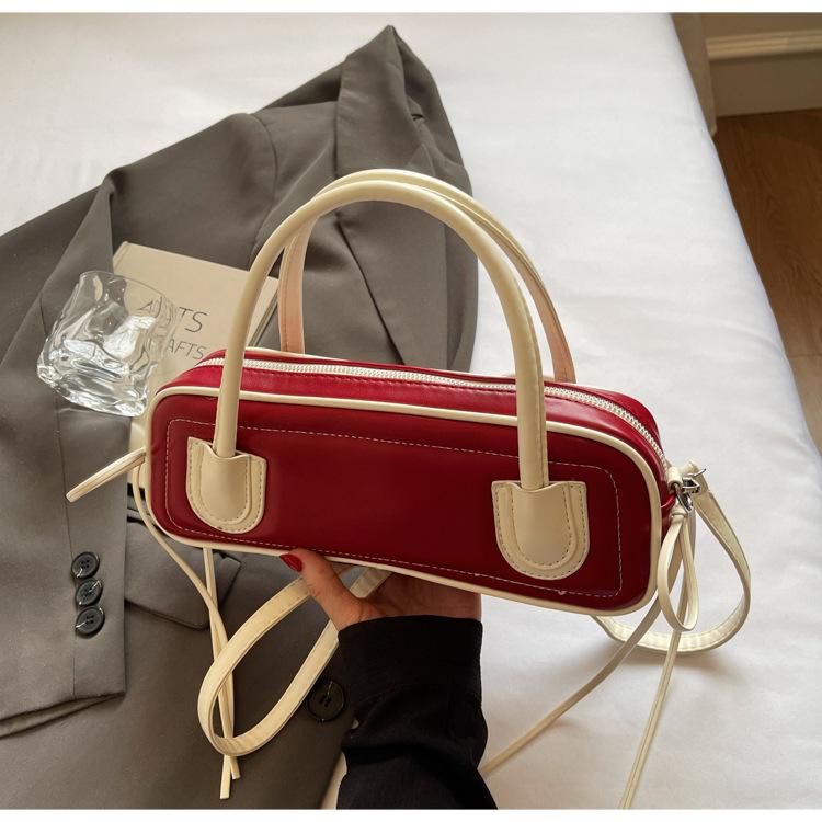 

2025 Niche design large-capacity one-shoulder armpit bag casual fashion Korean style baguette crossbody small square bag бордовий