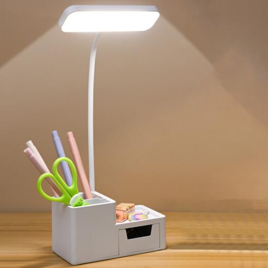 LED Desk Lamp Dimmable Flicker Free Flexible Hose Design Eye Protection High Brightness Illumination Rechargeable 2-in-1 Eye-caring