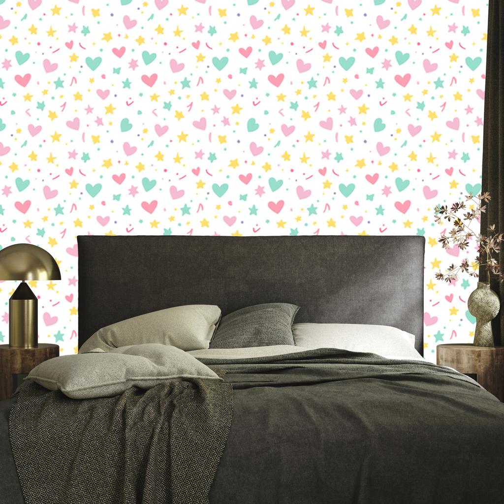 Love Wallpaper White, Powder Pink, Cream and Mint 50x1000