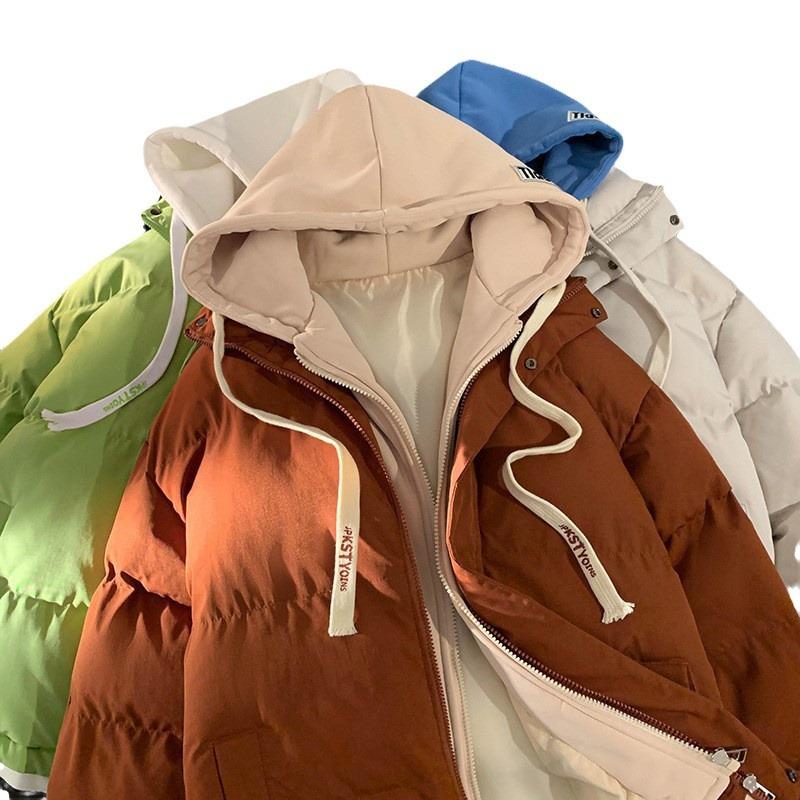 Gefälschte zweiteilige gesteppte Jacke Herren 2025 Teen-Trend gesteppte Jacke Winter verdickt warm Kapuzen-Steppjacke