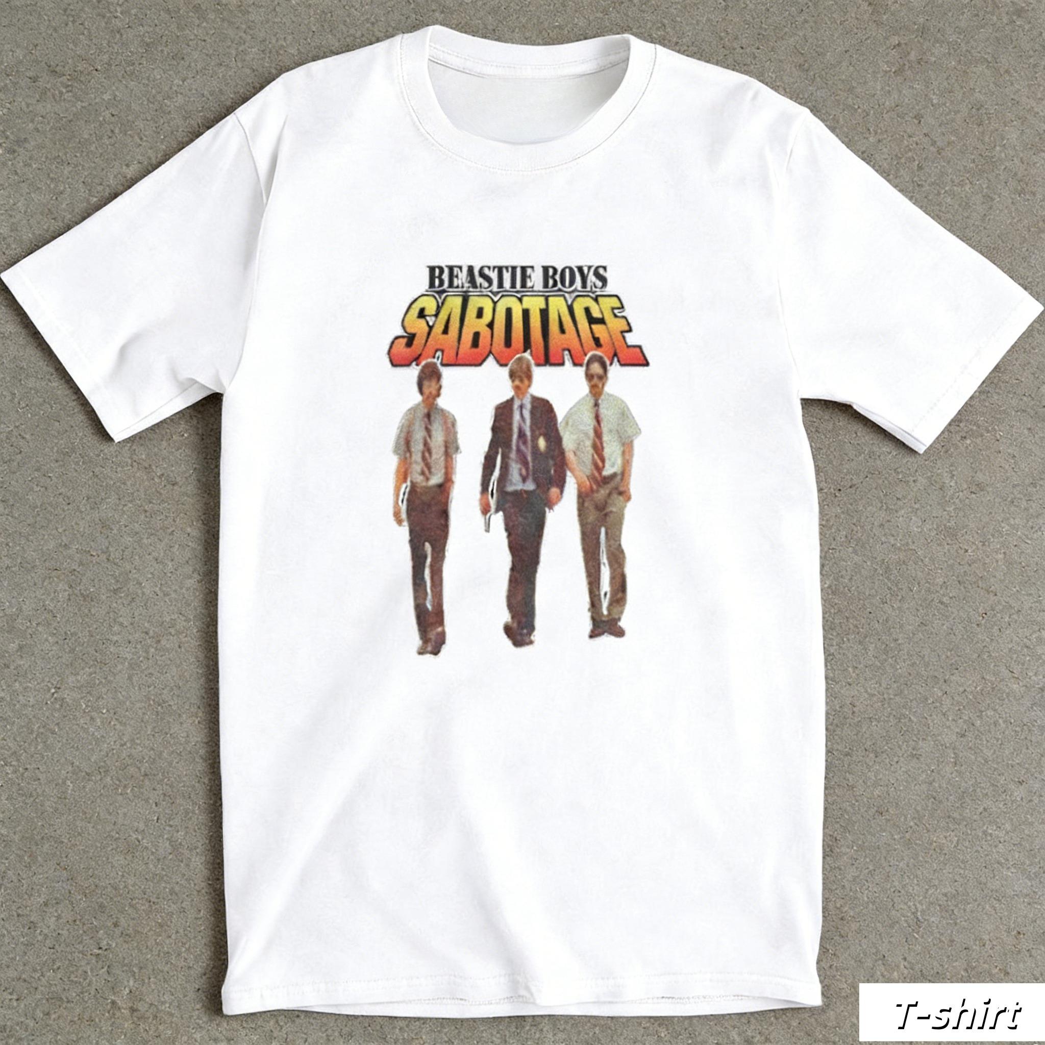 Beastie Boys Sabotage White Casual T-Shirt Men s and Women s Luxury Band Brand Top S разноцветный
