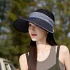 Women's Summer Open-Top Sun Hat, Ice Silk Cool Feeling, Wide Brim, UV Protection, Outdoor Beach Ponytail Hat