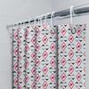 Vibrant Geometric Print Shower Curtain White Fabric Bath Decor Pink Blue Accent Decorative Showershade for Home Decoration Size