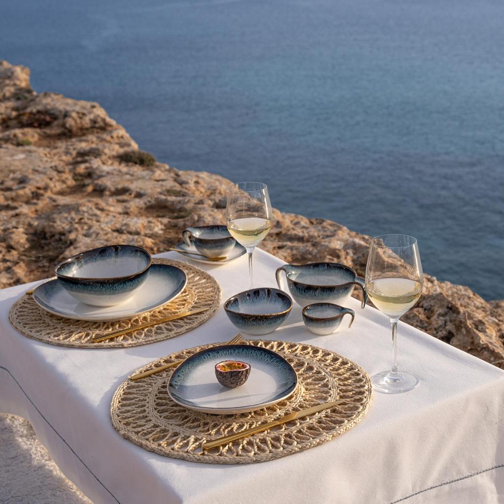 Porcelain Dinner Set 12-Piece Oval Reactive Glaze Time Dim DUKA