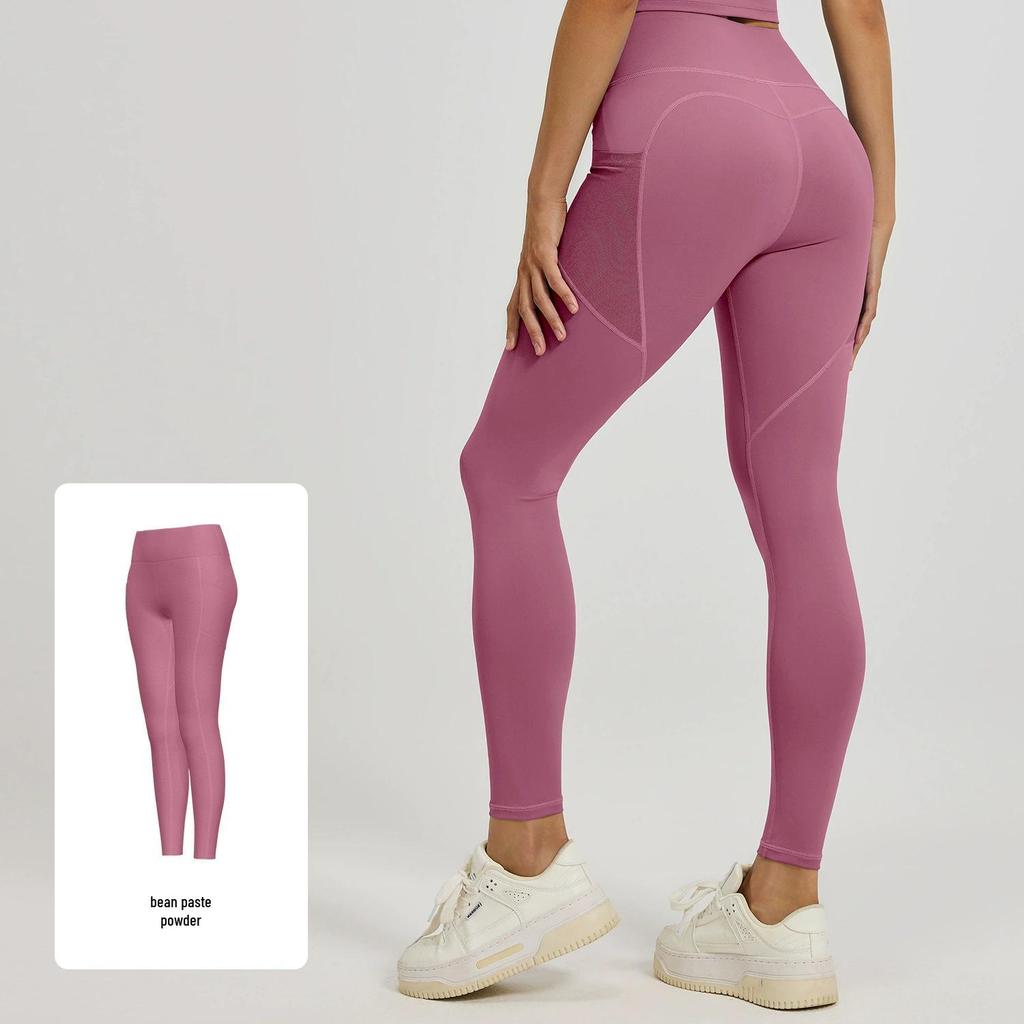 Tummy Control High-Waisted Yoga Pants with Mesh Pockets - Butt-Lifting and Leg-Lengthening Women's Fitness Running Pants.