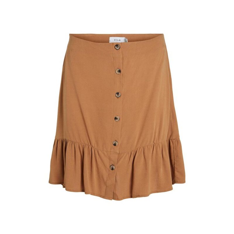 

Fashion Export Original Order Leftover Stock Summer Floral A- line Woven Buttons High Waist Ladies Summer Skirt Slim Looking Light brown 34
