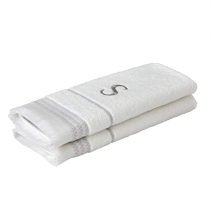 SKL Home Casual Monogram Hand Towel Set, S, 16x26, White 2 Count 16x26 белый