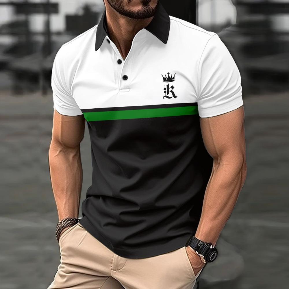 New Summer Men's Printed Button-down Polo Shirts, Sports Polo Shirts and Trendy T-shirts