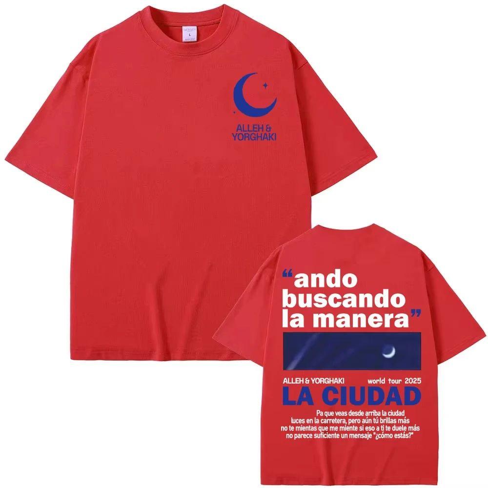 Y2k Fashion Tops Alleh  Yorghaki La Ciudad Worid Tour 2026 T Shirt Hip Hop Punk Tshirts Casual Print Cotton Streetwear Unisex