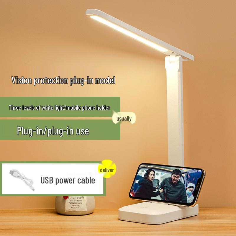 LED Folding Eye-Protection Desk Lamp, USB Night Light for Students, Bedroom, Dorm, and Reading