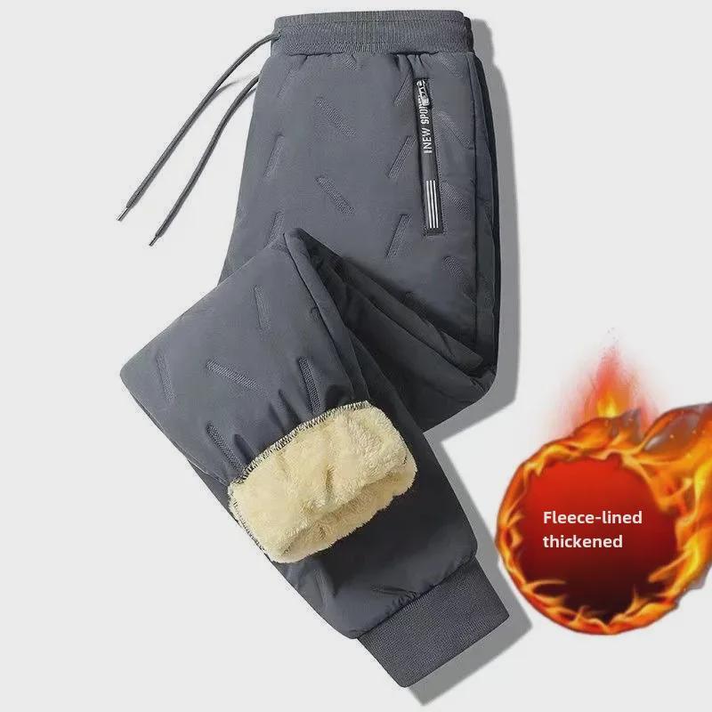 Men’s Winter Lambskin Pants with Velvet Lining - Thick, Warm, Casual, and Loose Fit Trousers.