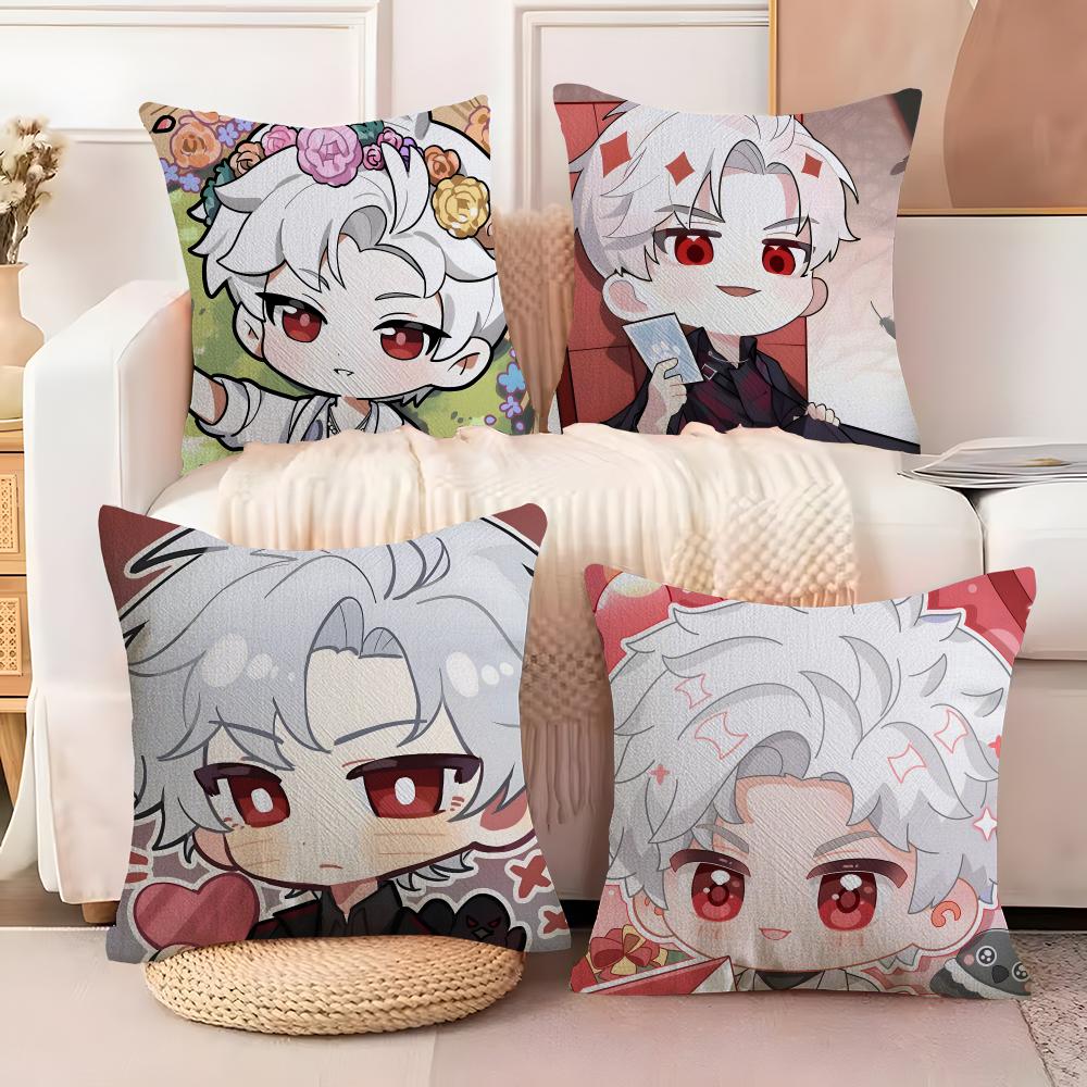 Love and Deepspace Sylus chibi Cushion Cover Case Antidustmite Pillowcase Invisible zipper silky short plush Sofa cushion cover